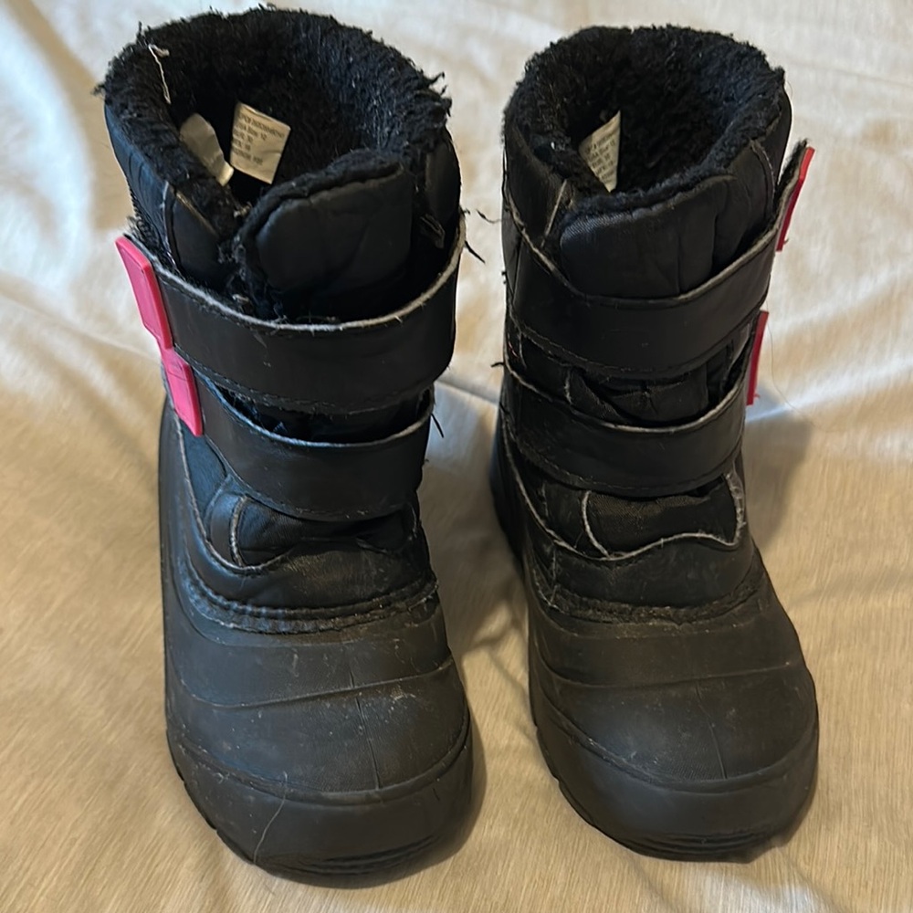 Black Winter Boots with Pink Accents